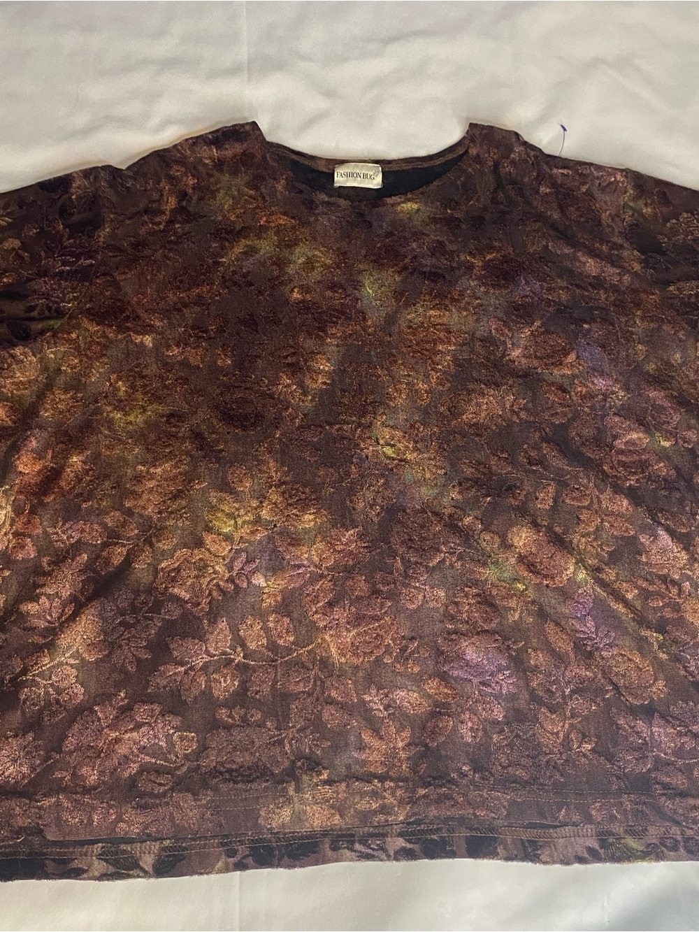 Fashion Bug Brown Floral Burnout Velvet Burnout Top Size XL